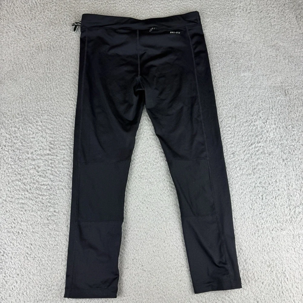 Nike Running‎ Dri-Fit Black Pull-On Drawstring Compression Capris Size Medium